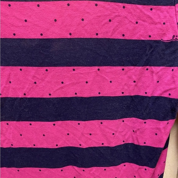 Lilly Pulitzer Scoop Neck Evelyn Dress Pink & Navy Stripes w/ Polka Dots Sz S - Picture 2 of 15